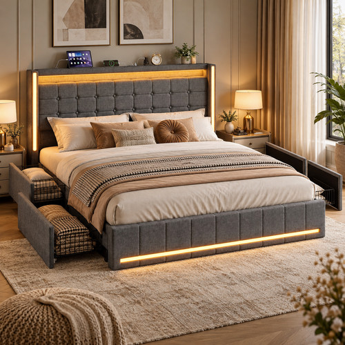 5ft king size bed - with, 4