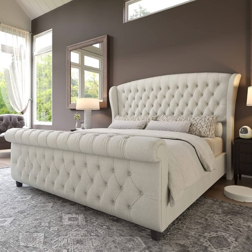 Scroll sleigh bed - scroll, plush