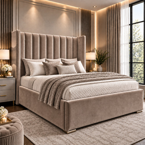 Winged panel plush velvet - velvet, bed