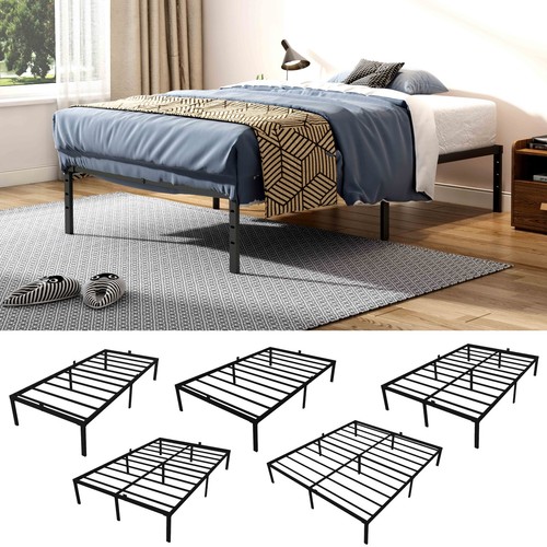 Black metal bed frame - bed, heavy