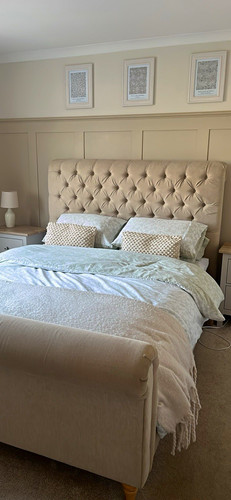 Beige upholstered fabric king - upholstered,