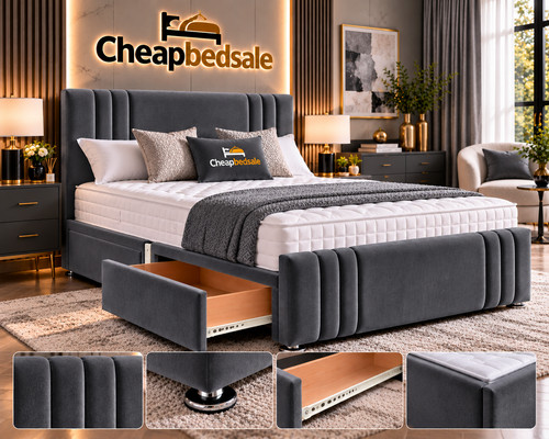 Plush divan bed set - bed, with