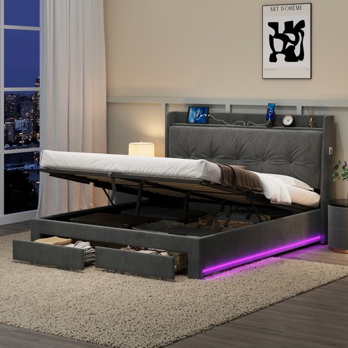 King bed frame - with, drawers