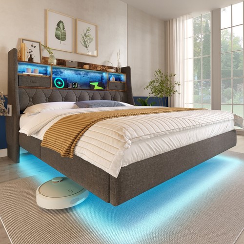 Super king led upholstered - led, bed