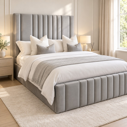 Upholstered panel bed frame - bed,