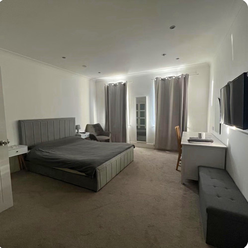 Grey king bed frame - bed, and