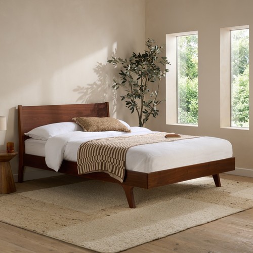 Samantha walnut wooden bed - walnut,