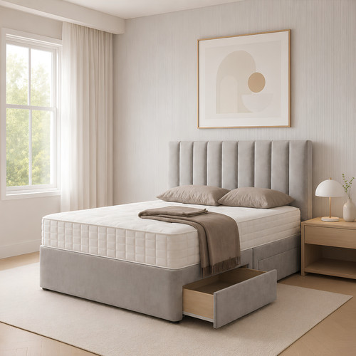 Plush divan bed set with - bed,